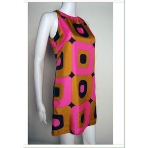 Milly of New York Geometric Pink and Gold Mini Dress